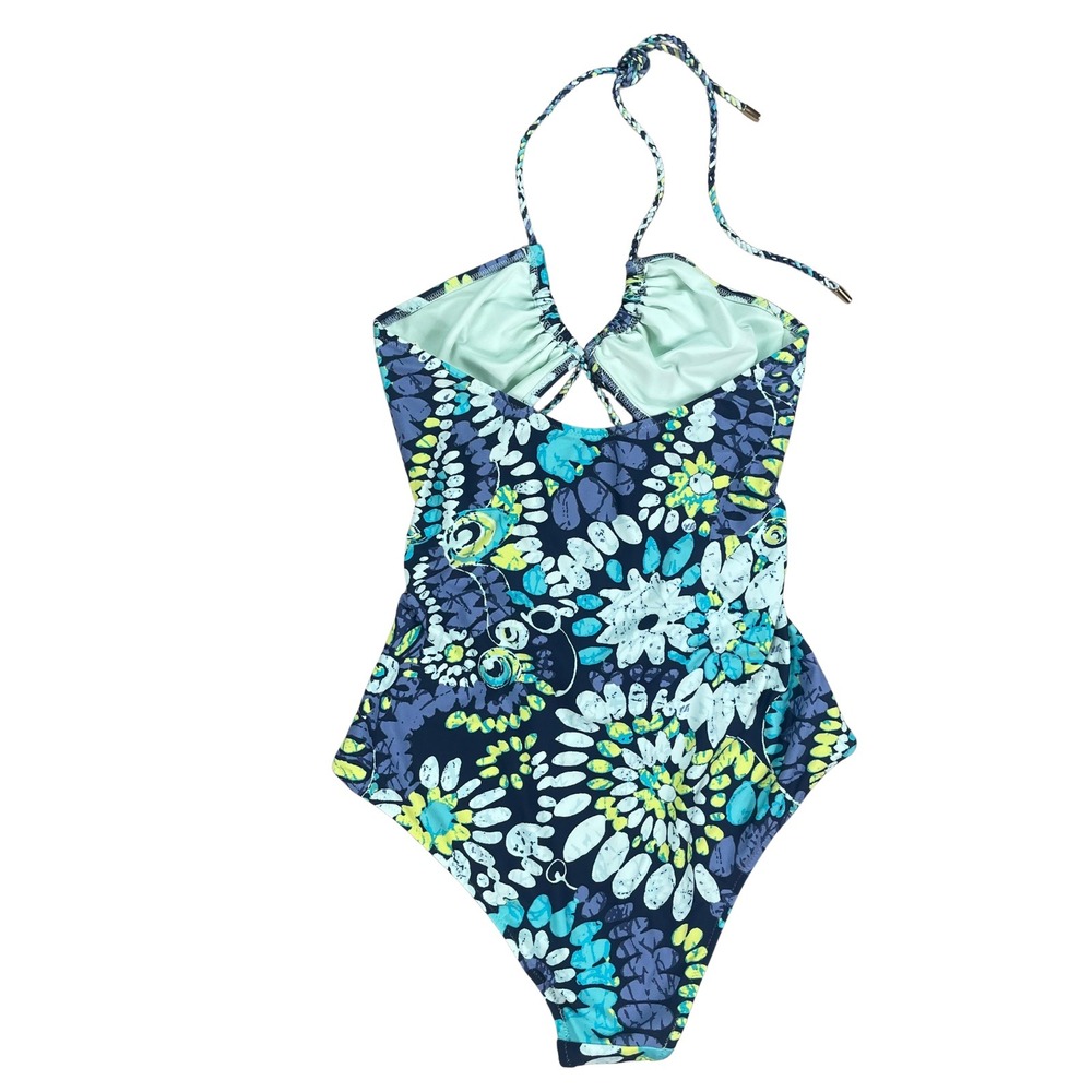 Aerie Floral Cut Out One Piece Swim Sz Medium Cheeky Boho Hippie Festival - Picture 2 of 16